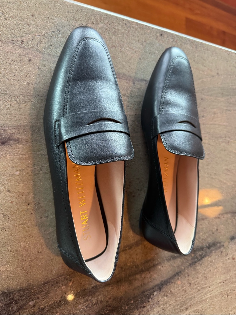 Stuart Weitzman Black Leather Women's Loafers - Picture 2 of 4